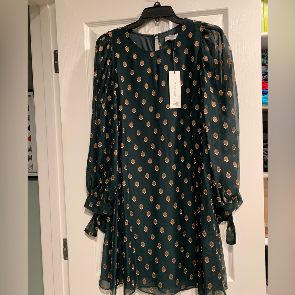 Calvin Klein green/Gold dress